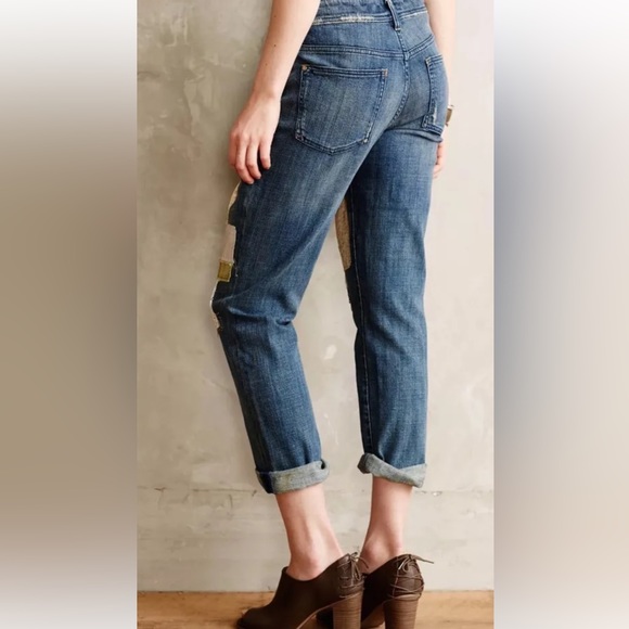 ❗️SOLD❗️Pilcro And The Letterpress Hyphen Boyfriend Patchwork Jeans Size 27 - Picture 3 of 15